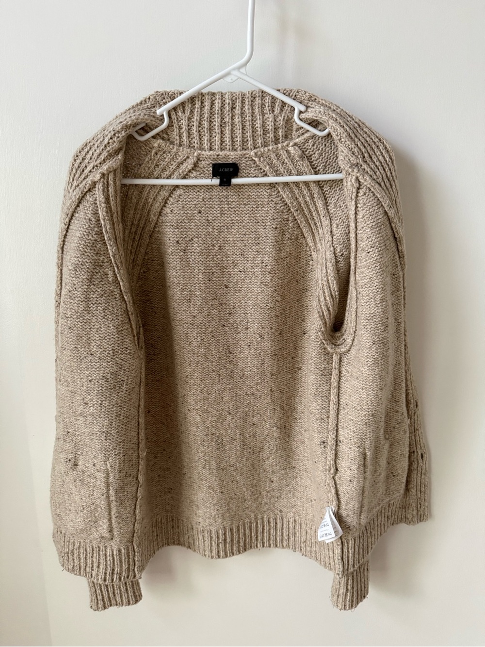J Crew Wool Blend Knit Shawl Collar Fisherman Cardigan Sweater - Picture 5 of 11